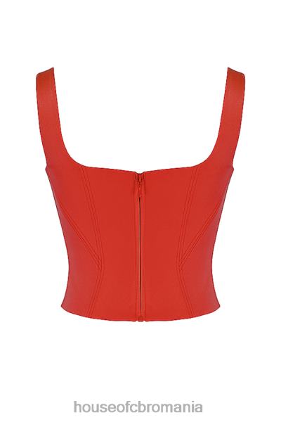 îmbrăcăminte House of CB corset cu paragate din satin stacojiu rafa X4F6862