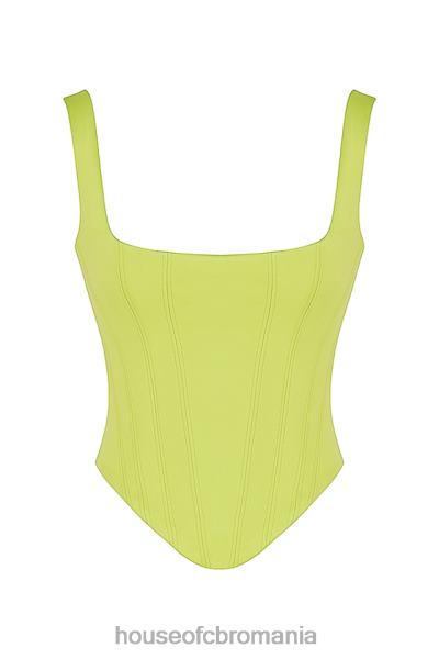 îmbrăcăminte House of CB corset cu paragate rafa lime satin X4F6869