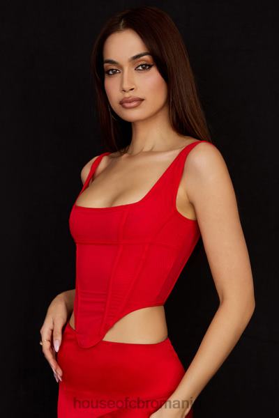îmbrăcăminte House of CB corset cu plasă stacojie edetta X4F6867