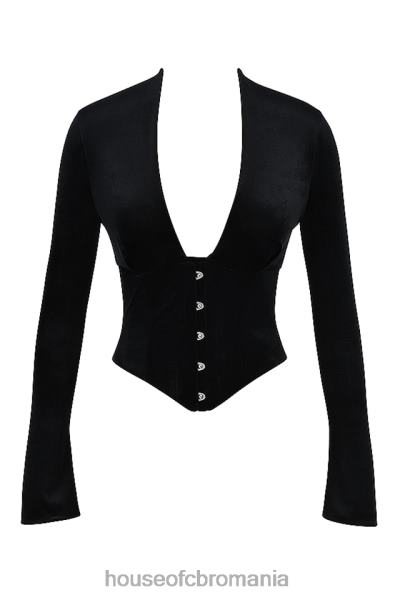 îmbrăcăminte House of CB corset de catifea neagră leonora X4F6833