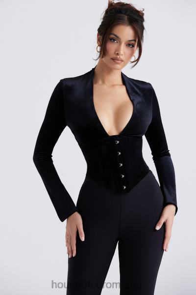 îmbrăcăminte House of CB corset de catifea neagră leonora X4F6833