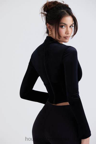 îmbrăcăminte House of CB corset de catifea neagră leonora X4F6833