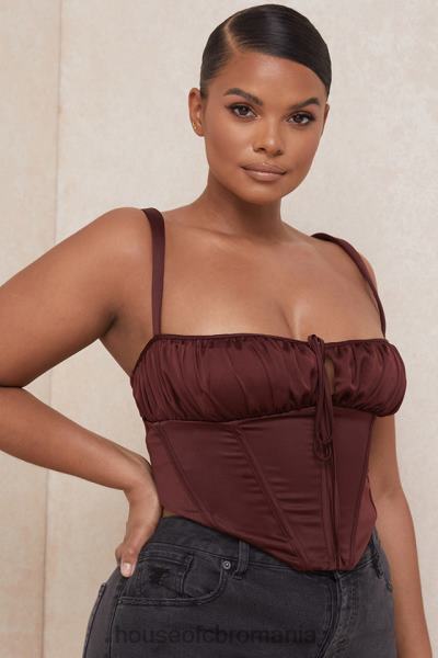 îmbrăcăminte House of CB corset decupat din satin stafide Betsy X4F6898