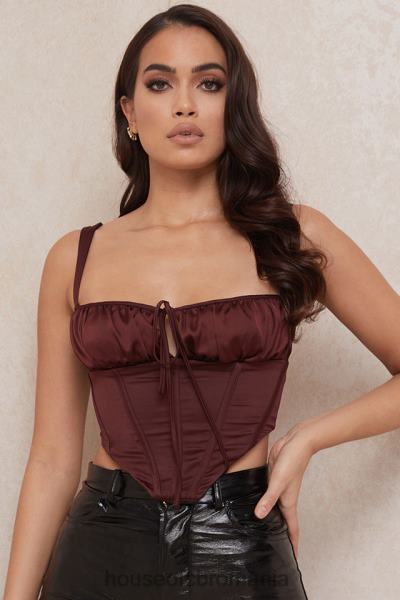 îmbrăcăminte House of CB corset decupat din satin stafide Betsy X4F6898