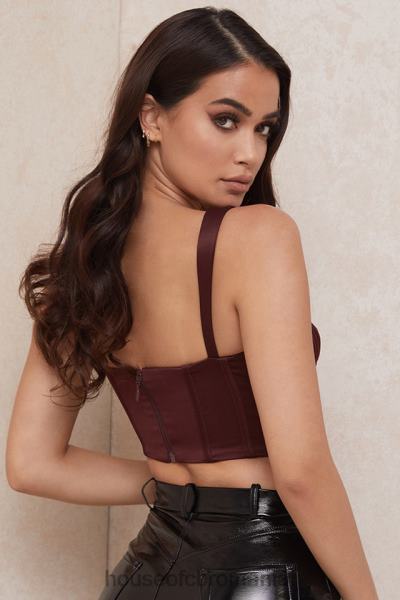 îmbrăcăminte House of CB corset decupat din satin stafide Betsy X4F6898