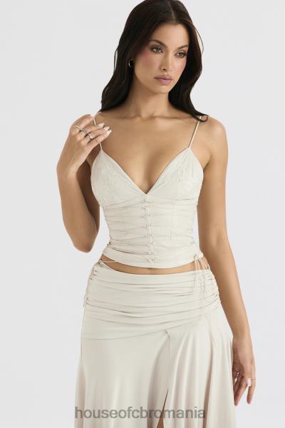 îmbrăcăminte House of CB corset din piele vegan alb antonella X4F6835