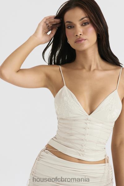 îmbrăcăminte House of CB corset din piele vegan alb antonella X4F6835