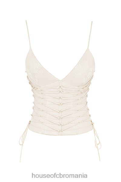 îmbrăcăminte House of CB corset din piele vegan alb antonella X4F6835