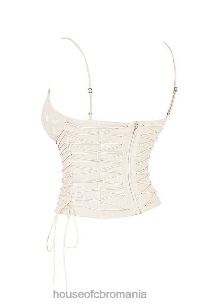 îmbrăcăminte House of CB corset din piele vegan alb antonella X4F6835