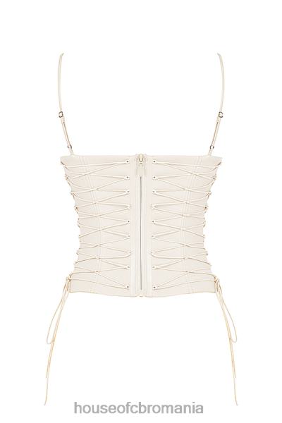 îmbrăcăminte House of CB corset din piele vegan alb antonella X4F6835