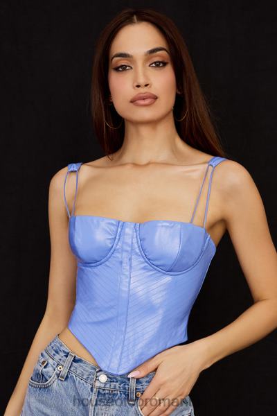 îmbrăcăminte House of CB corset din piele vegan albastru melissa floarea de colt X4F6865