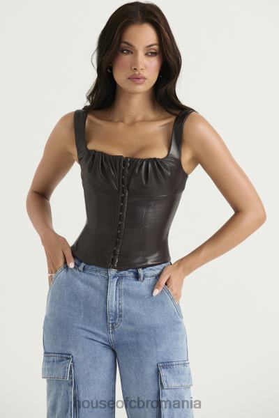 îmbrăcăminte House of CB corset din piele vegan james bitter chocolate X4F6838