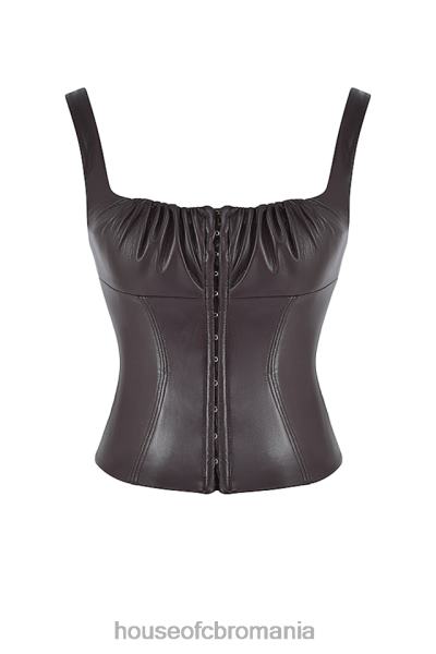 îmbrăcăminte House of CB corset din piele vegan james bitter chocolate X4F6838