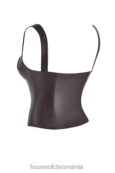 îmbrăcăminte House of CB corset din piele vegan james bitter chocolate X4F6838
