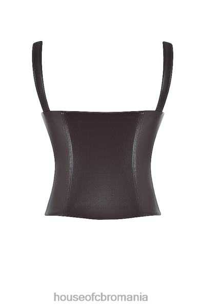 îmbrăcăminte House of CB corset din piele vegan james bitter chocolate X4F6838