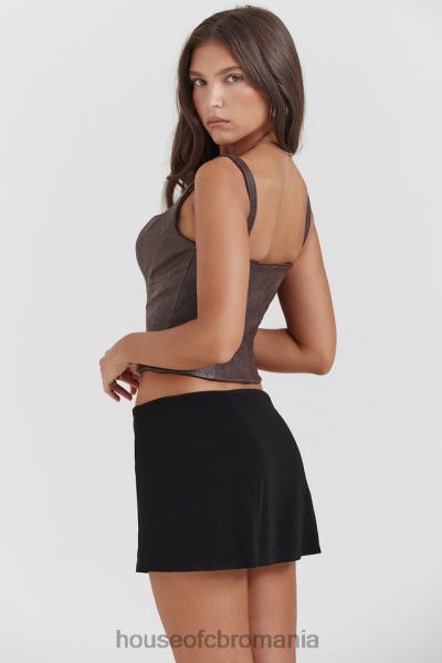 îmbrăcăminte House of CB corset din piele vegan maro pia X4F685