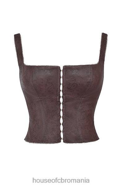 îmbrăcăminte House of CB corset din piele vegan maro pia X4F685