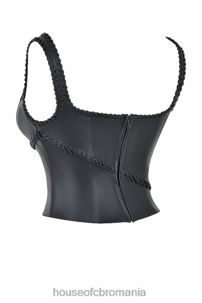 îmbrăcăminte House of CB corset din piele vegană neagră leonie X4F6816