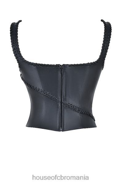 îmbrăcăminte House of CB corset din piele vegană neagră leonie X4F6816