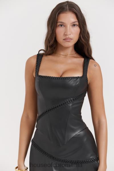 îmbrăcăminte House of CB corset din piele vegană neagră leonie X4F6816