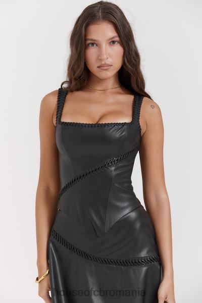 îmbrăcăminte House of CB corset din piele vegană neagră leonie X4F6816