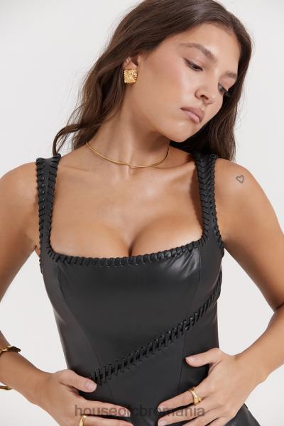 îmbrăcăminte House of CB corset din piele vegană neagră leonie X4F6816