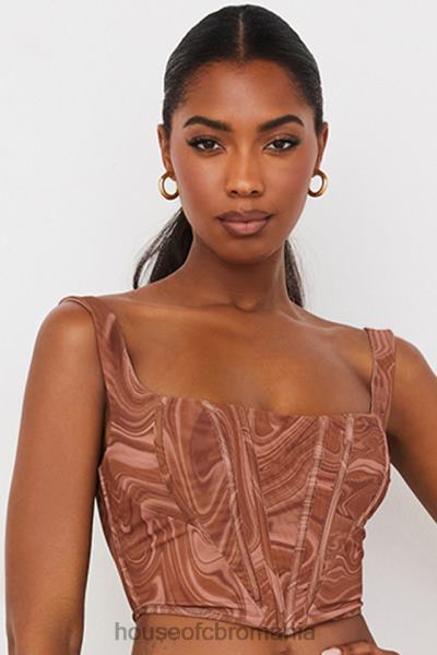 îmbrăcăminte House of CB corset din plasă cu imprimeu swirl ninetta X4F6886
