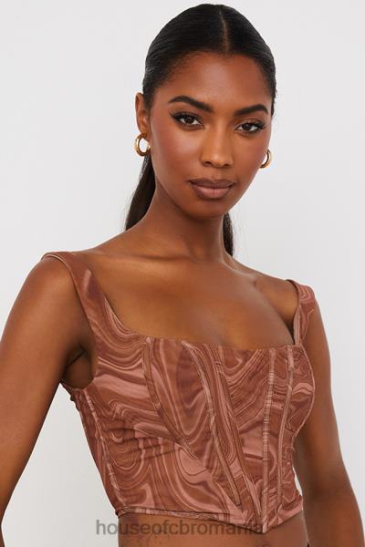 îmbrăcăminte House of CB corset din plasă cu imprimeu swirl ninetta X4F6886
