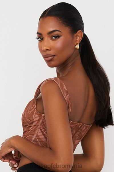 îmbrăcăminte House of CB corset din plasă cu imprimeu swirl ninetta X4F6886
