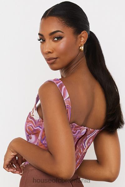 îmbrăcăminte House of CB corset din plasă cu imprimeu turbulen violet ninetta X4F6885