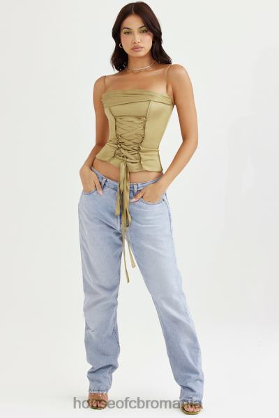 îmbrăcăminte House of CB corset din satin letitia olive X4F6858