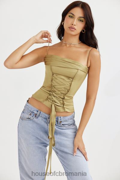 îmbrăcăminte House of CB corset din satin letitia olive X4F6858