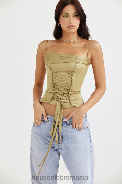 îmbrăcăminte House of CB corset din satin letitia olive X4F6858