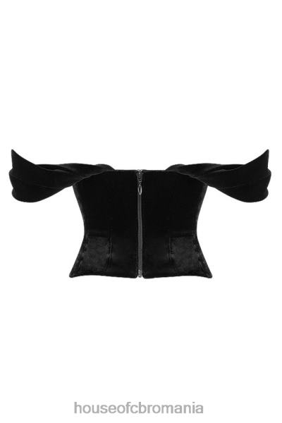 îmbrăcăminte House of CB corset drapat din catifea neagră angelica X4F6896