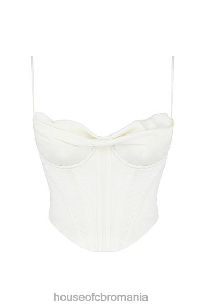 îmbrăcăminte House of CB corset drapat din satin ivoire X4F6884