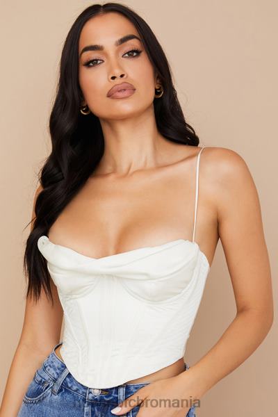 îmbrăcăminte House of CB corset drapat din satin ivoire X4F6884
