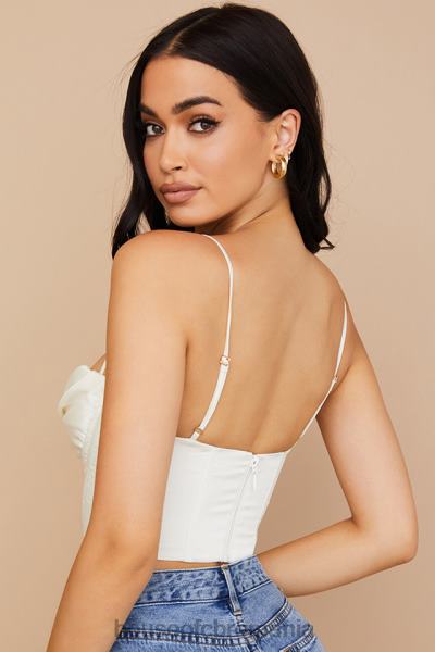 îmbrăcăminte House of CB corset drapat din satin ivoire X4F6884