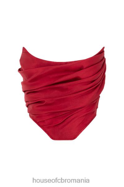 îmbrăcăminte House of CB corset drapat din tafta rosie ari X4F6895