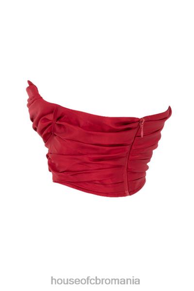 îmbrăcăminte House of CB corset drapat din tafta rosie ari X4F6895