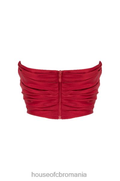 îmbrăcăminte House of CB corset drapat din tafta rosie ari X4F6895