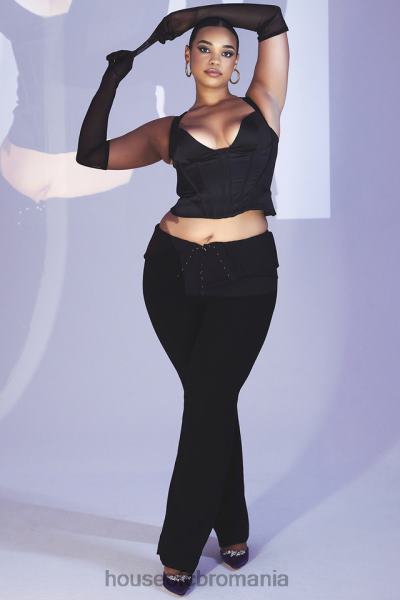 îmbrăcăminte House of CB corset liberty negru din satin X4F6876