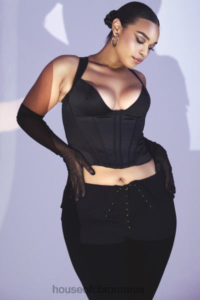 îmbrăcăminte House of CB corset liberty negru din satin X4F6876