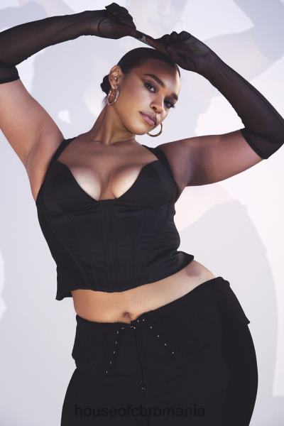 îmbrăcăminte House of CB corset liberty negru din satin X4F6876