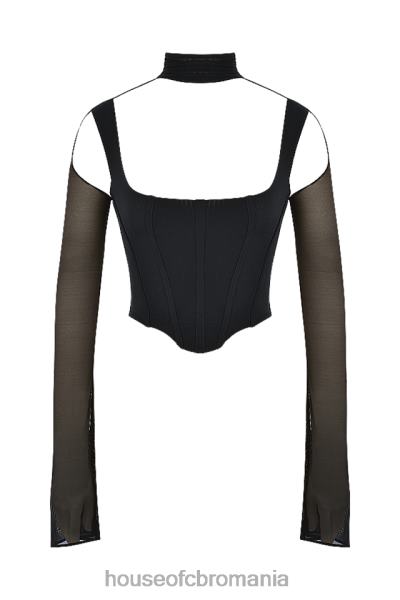 îmbrăcăminte House of CB corset negru cu gât înalt paulina X4F6871