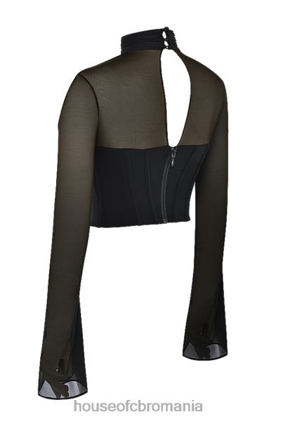 îmbrăcăminte House of CB corset negru cu gât înalt paulina X4F6871