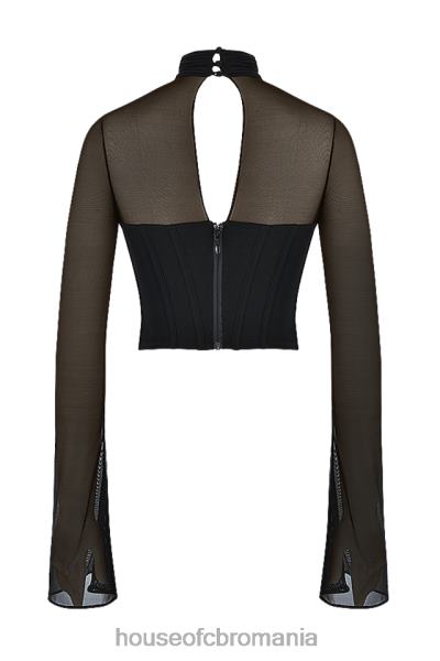 îmbrăcăminte House of CB corset negru cu gât înalt paulina X4F6871