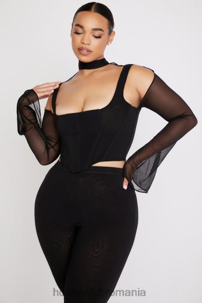 îmbrăcăminte House of CB corset negru cu gât înalt paulina X4F6871