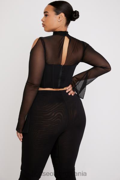 îmbrăcăminte House of CB corset negru cu gât înalt paulina X4F6871