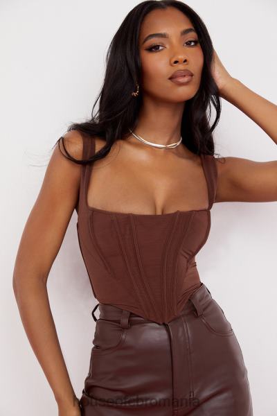 îmbrăcăminte House of CB corset ninetta din plasă de ciocolată X4F6892