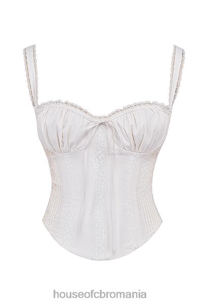 îmbrăcăminte House of CB corset spate din dantela alba gini X4F6813